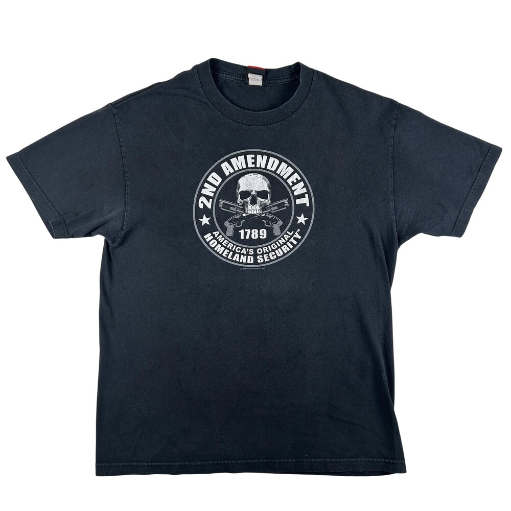 Vintage Second Amendment Shirt Mens Large Skull Graphic Patriotic Hot Leathers